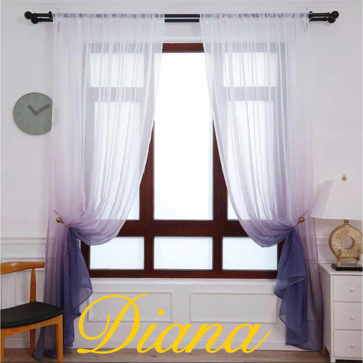 GENERICO - 2 Paneles De Cortina visillo Transparente Degrade Morado