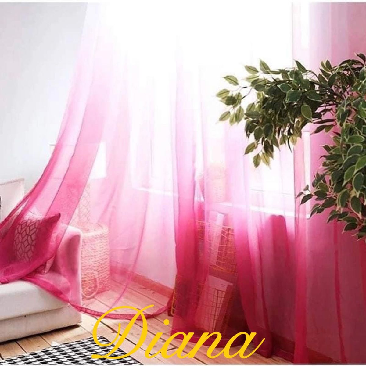 GENERICO - 2 Paneles De Cortina visillo Transparente Degrade Fucsia