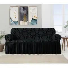 ANGELES DEL HOGAR - Cubre Sillon Turco Con Diseño 3 Cuerpos Negro