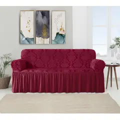 ANGELES DEL HOGAR - Cubre Sillon Turco Con Diseño 3 Cuerpos Burdeo