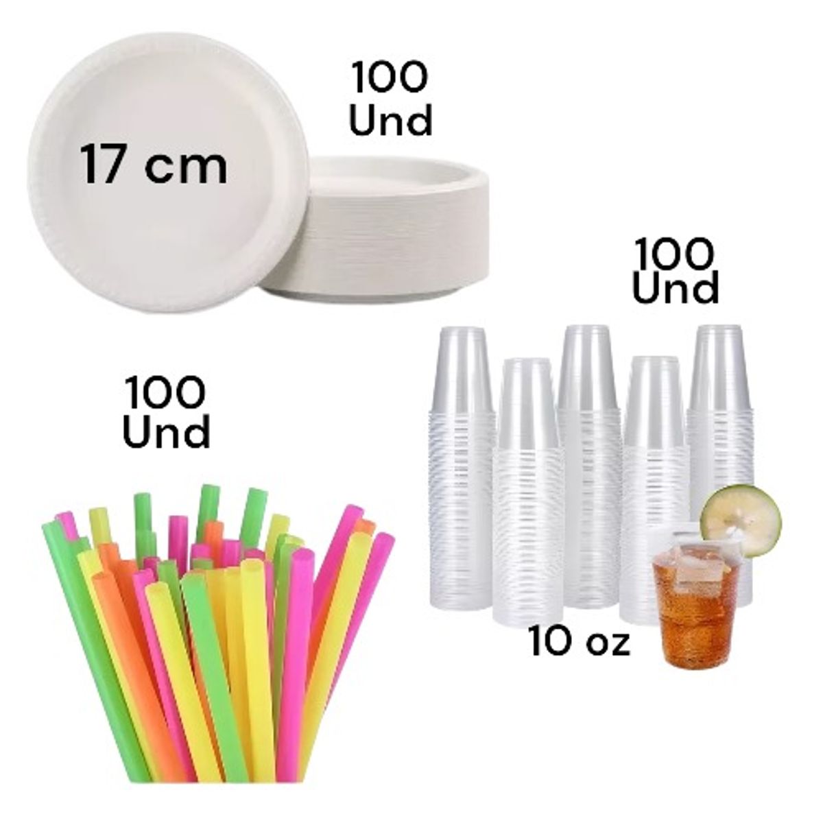 GENERICO - Mix PlatosVasos Bombillas 300Unds