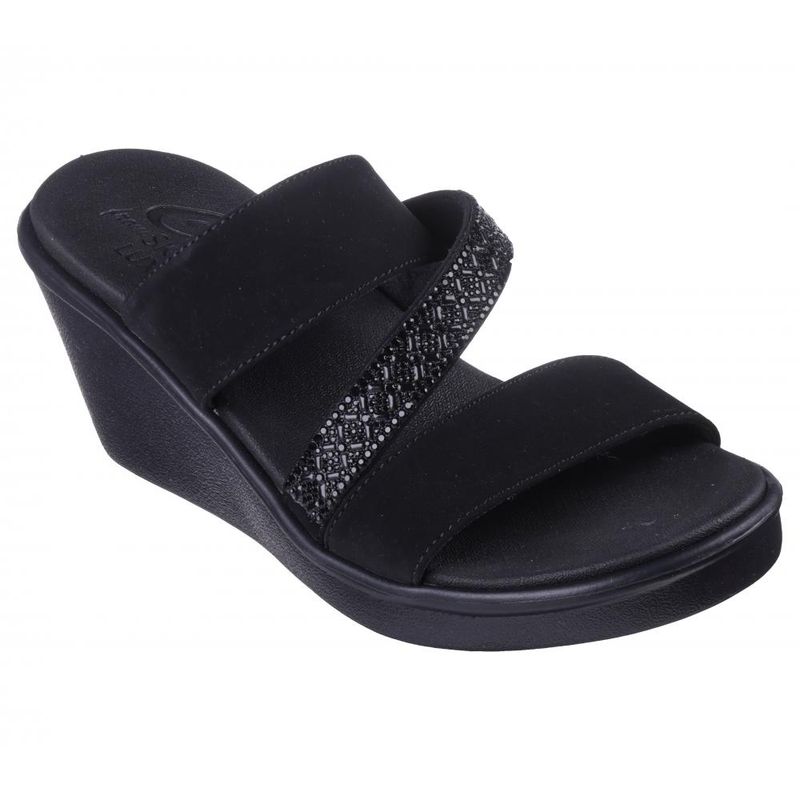 SKECHERS - Sandalia Mujer Rumble On Social Glam Negro Skechers