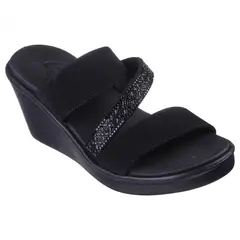 SKECHERS - Sandalia Mujer Rumble On Social Glam Negro