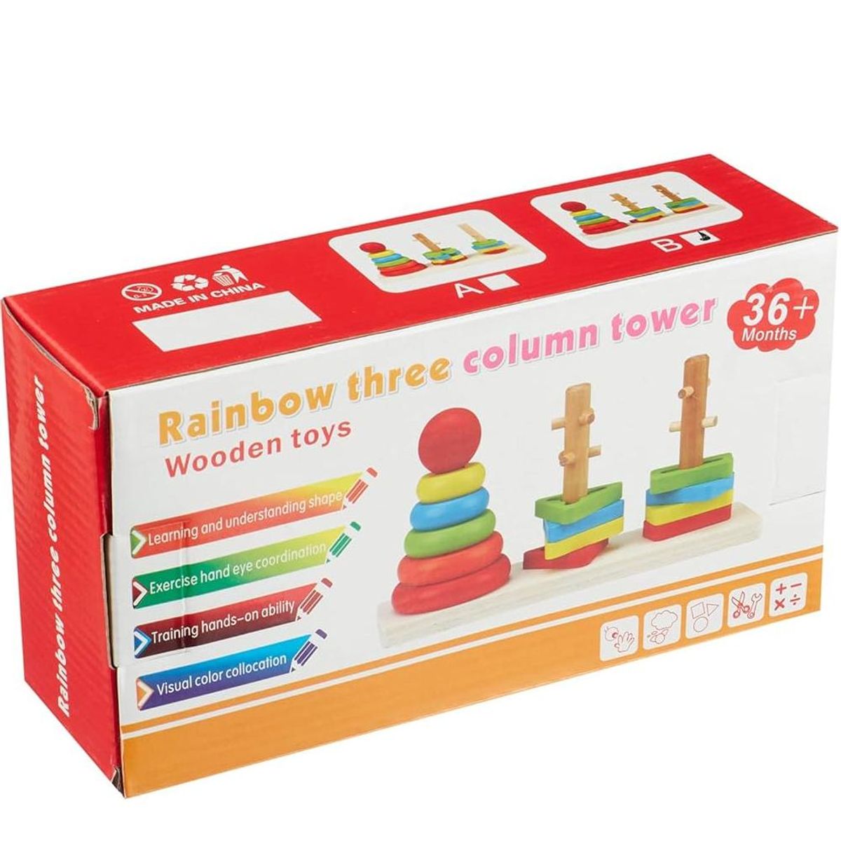 ARTIDIX - Torre triple de colores de diferente forma