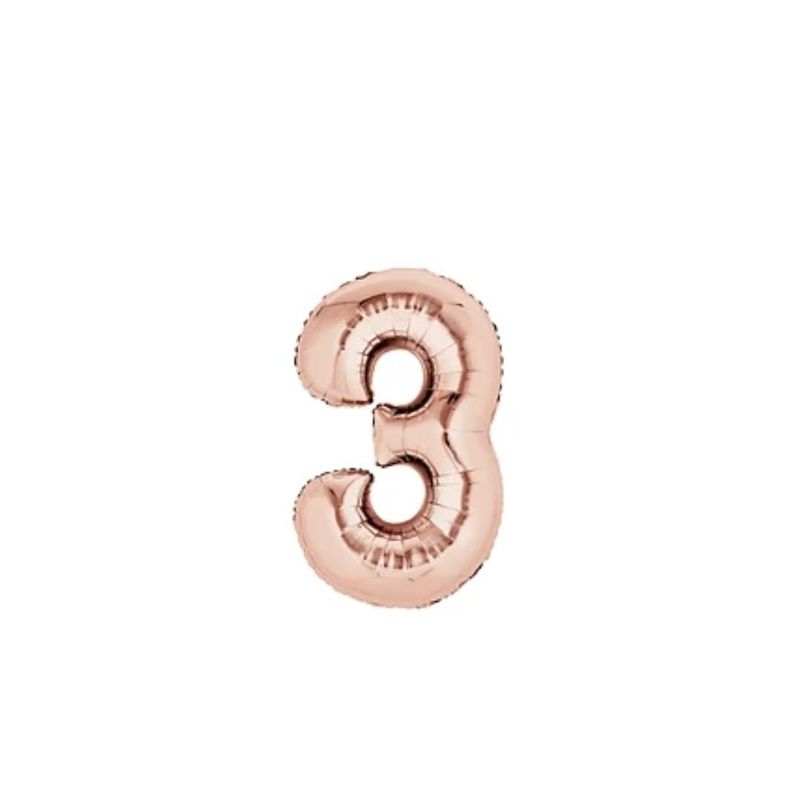 GENERICO - Globo Numero 3 Oro Rosado 40 pulgadas