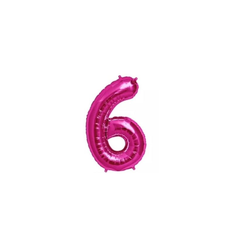 GENERICO - Globo Numero 6 Rosa 40 pulgadas