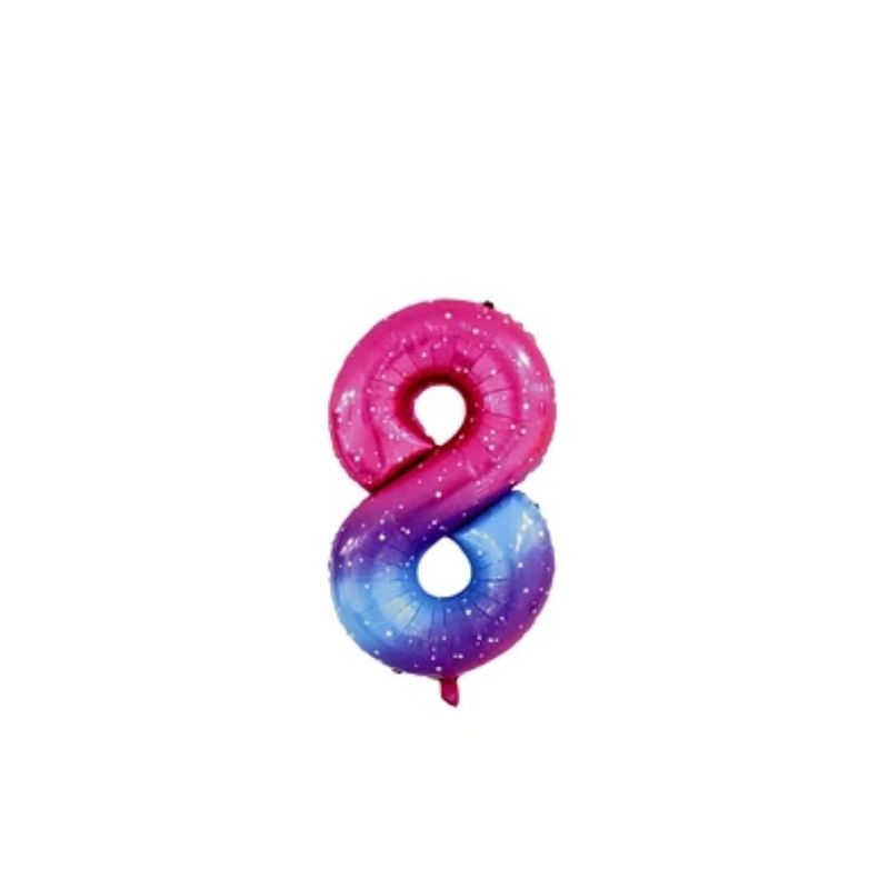 GENERICO - Globo Numero 8 Rosa Estrellas 40 pulgadas