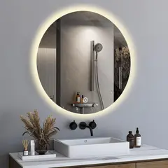 CASTLEN - Espejo de baño inteligente redondo de 60 cm regulable en 3 colores