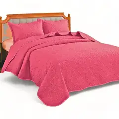 GENERICO - Cobertor De Verano 2 Plaza Unicolor Quilt - Coral