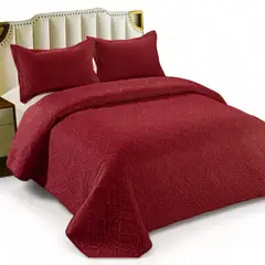GENERICO - Cobertor De Verano 2 Plaza Unicolor Quilt - Burdeo