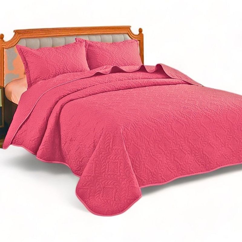 GENERICO - Cobertor De Verano King 2.5 Plazas Quilt Poliester Cubrecama Coral