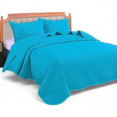 GENERICO - Cobertor De Verano King 2.5 Plazas Quilt Poliester Cubrecama Celeste