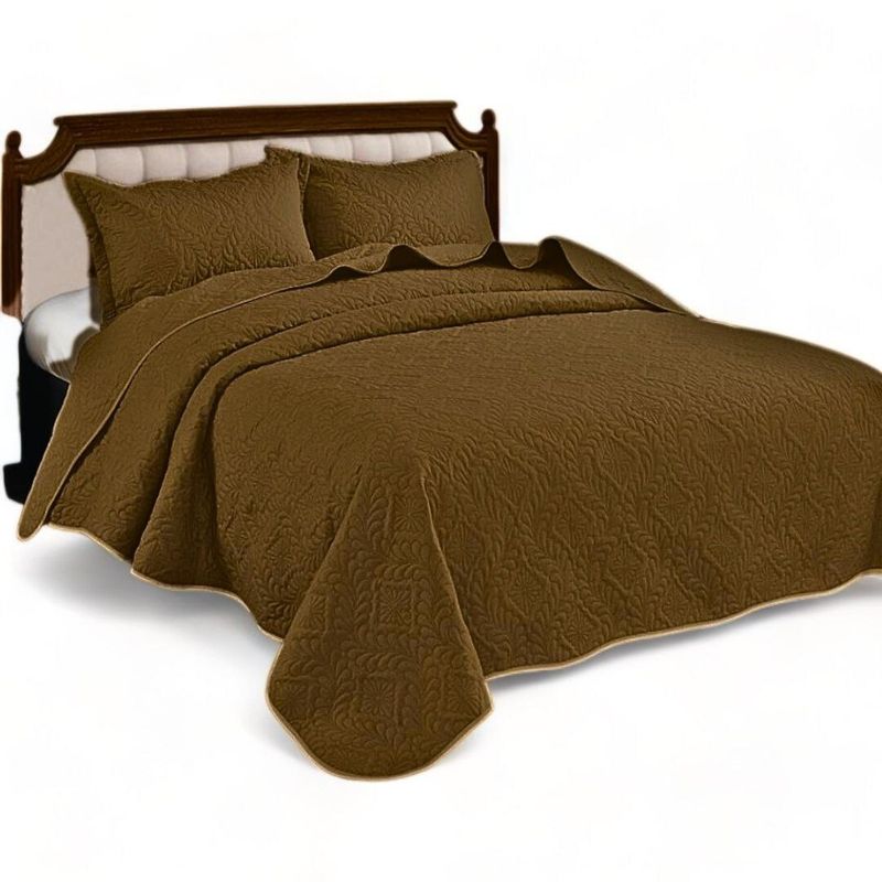 GENERICO - Cobertor De Verano 2 Plaza Quilt + 2 Fundas Cubrecama Color Marron