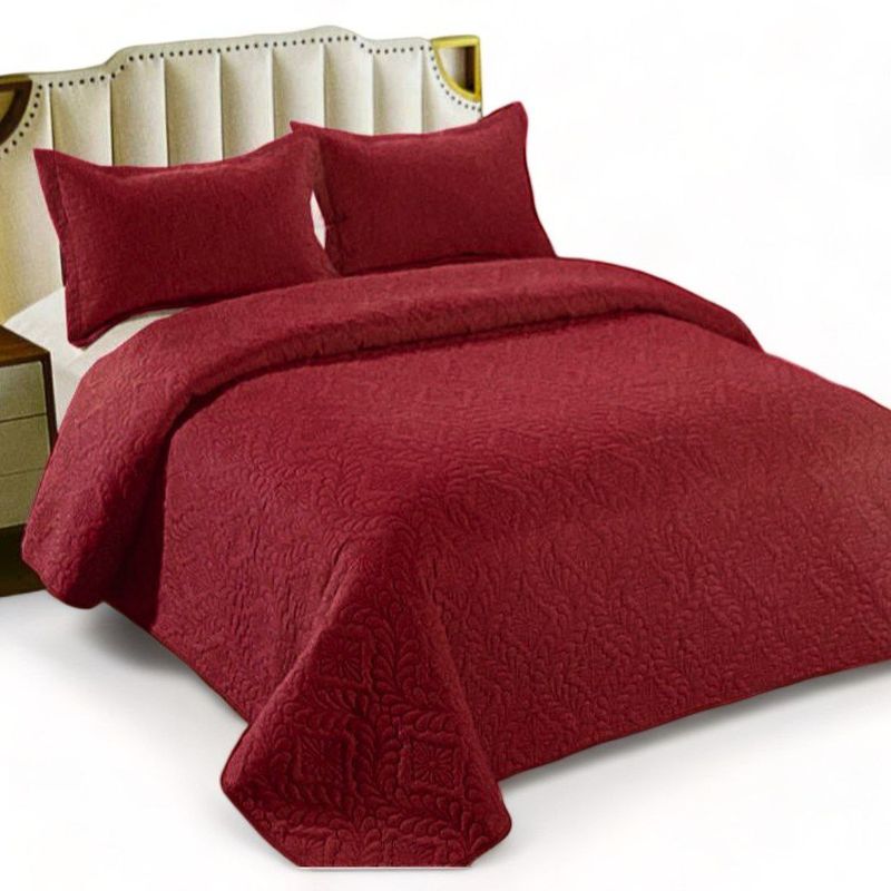 GENERICO - Cobertor De Verano 2 Plaza Quilt + 2 Fundas Cubrecama Color Burdeo