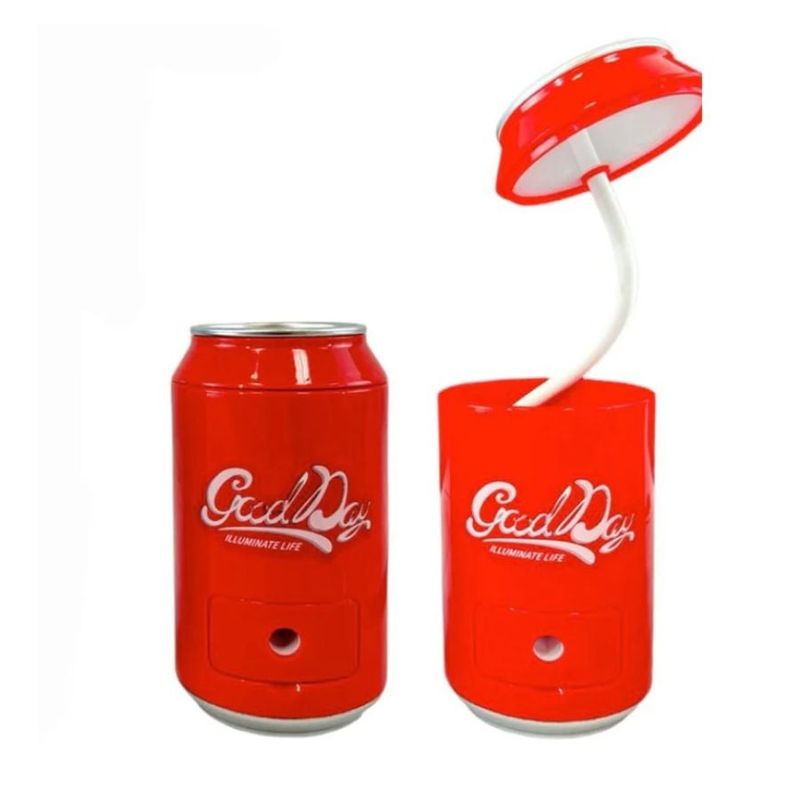 GENERICO - Lampara Con Forma De Lata De Soda Y Sacapuntas Stickers Usb Rojo