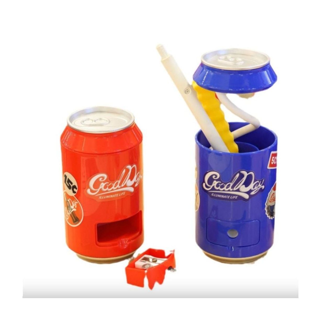 GENERICO - Lampara Con Forma De Lata De Soda Y Sacapuntas Stickers Usb Rojo