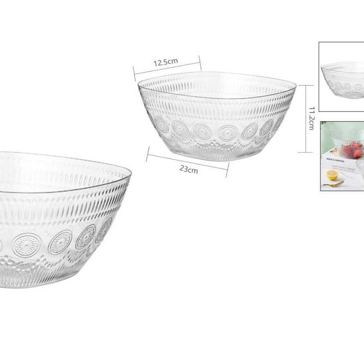 GENERICO - Ensaladera Transparente Con Estampado En Relieve
