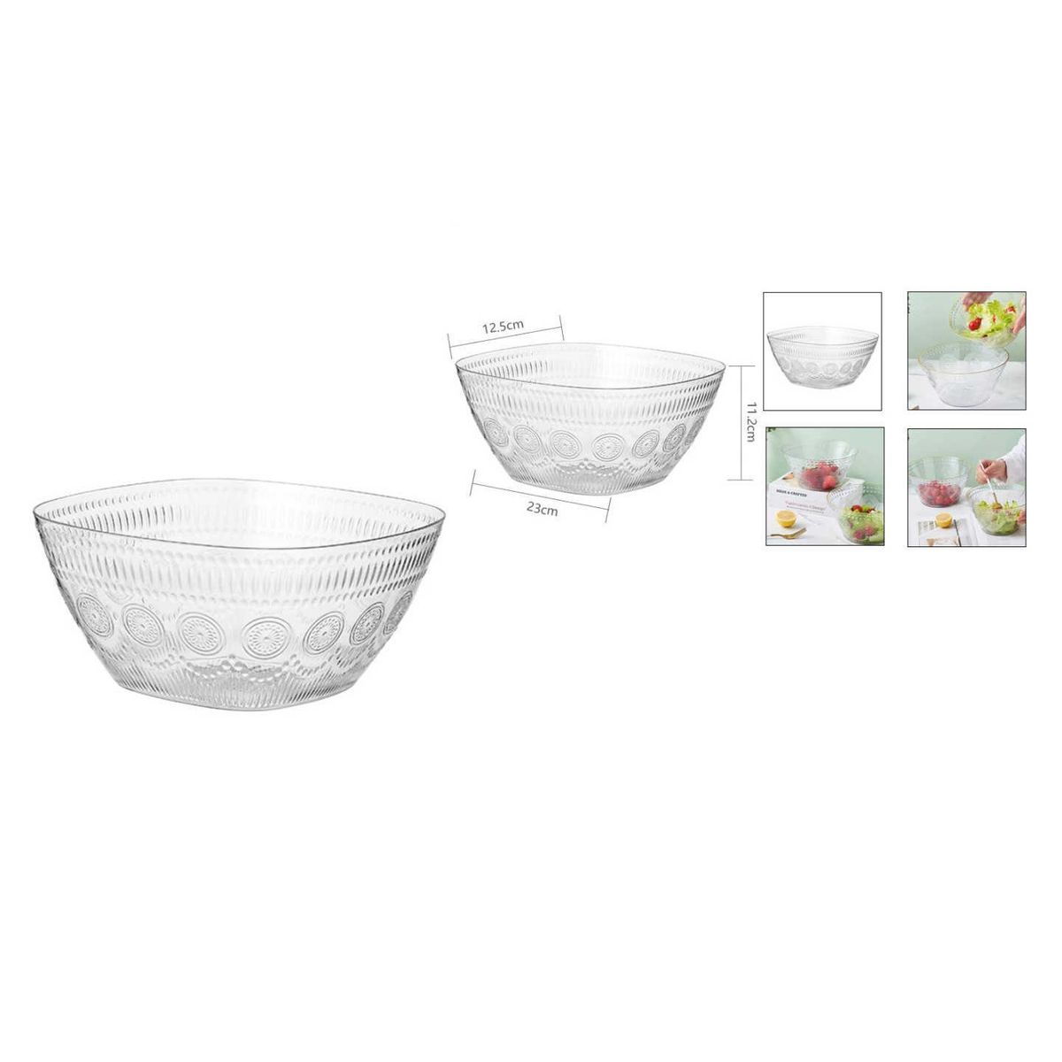 GENERICO - Ensaladera Transparente Con Estampado En Relieve