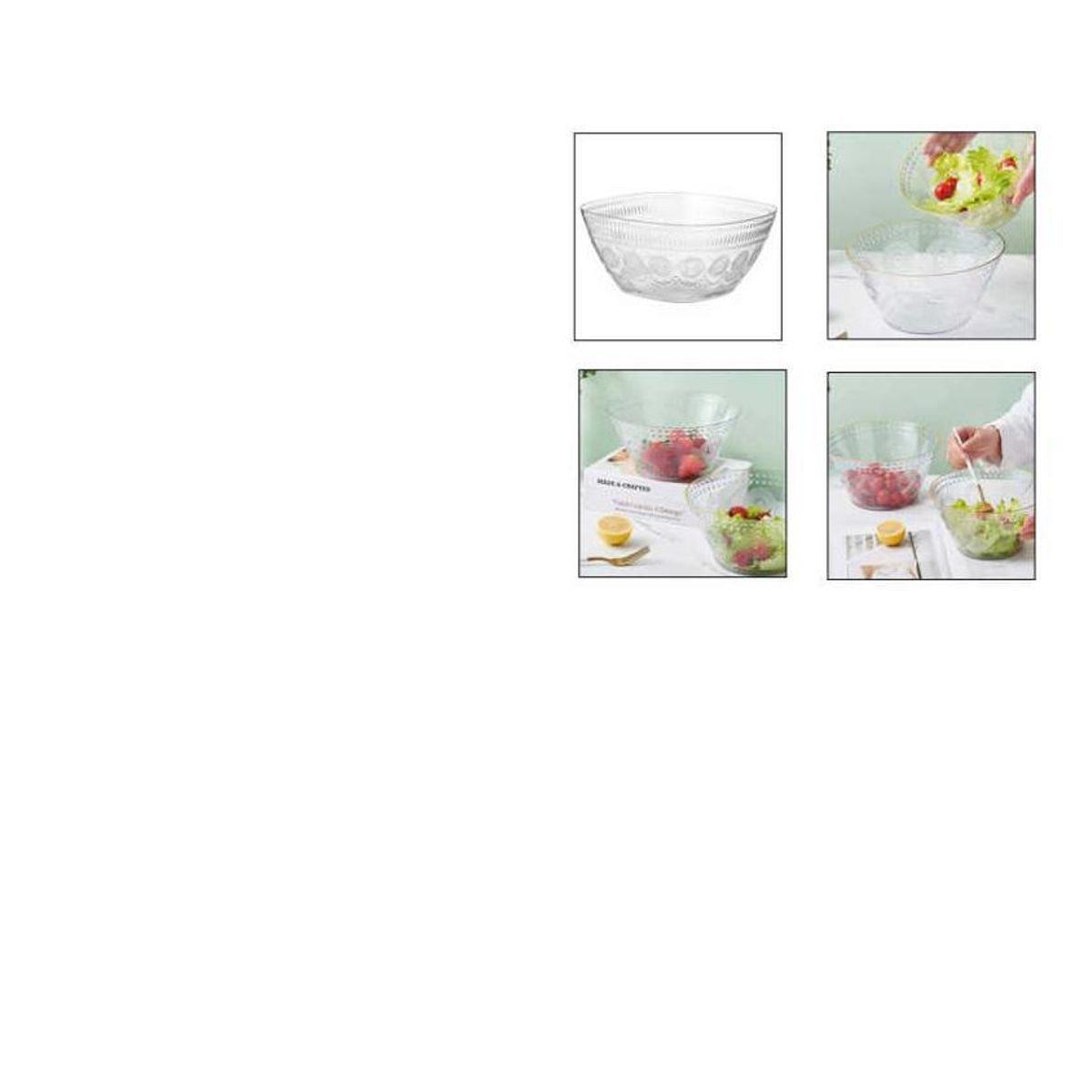 GENERICO - Ensaladera Transparente Con Estampado En Relieve