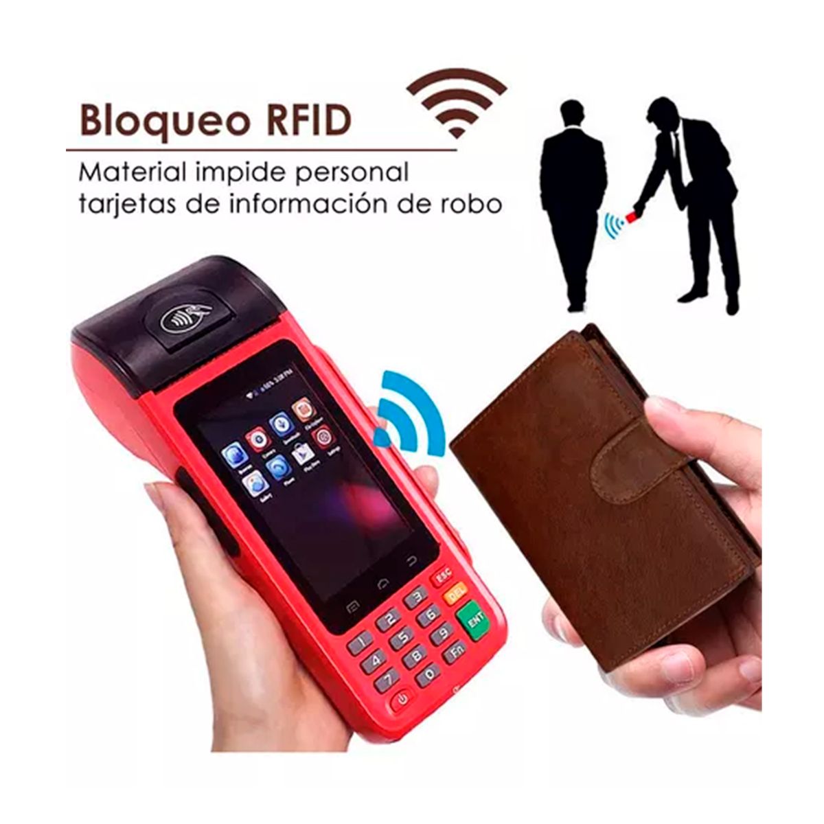 GENERICO - Cartera Antirrobo Para Hombre Clip Rfid Cuero Marron