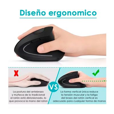 Imagen 2 del producto Mouse Vertical Inalámbrico Ergonómico Negro