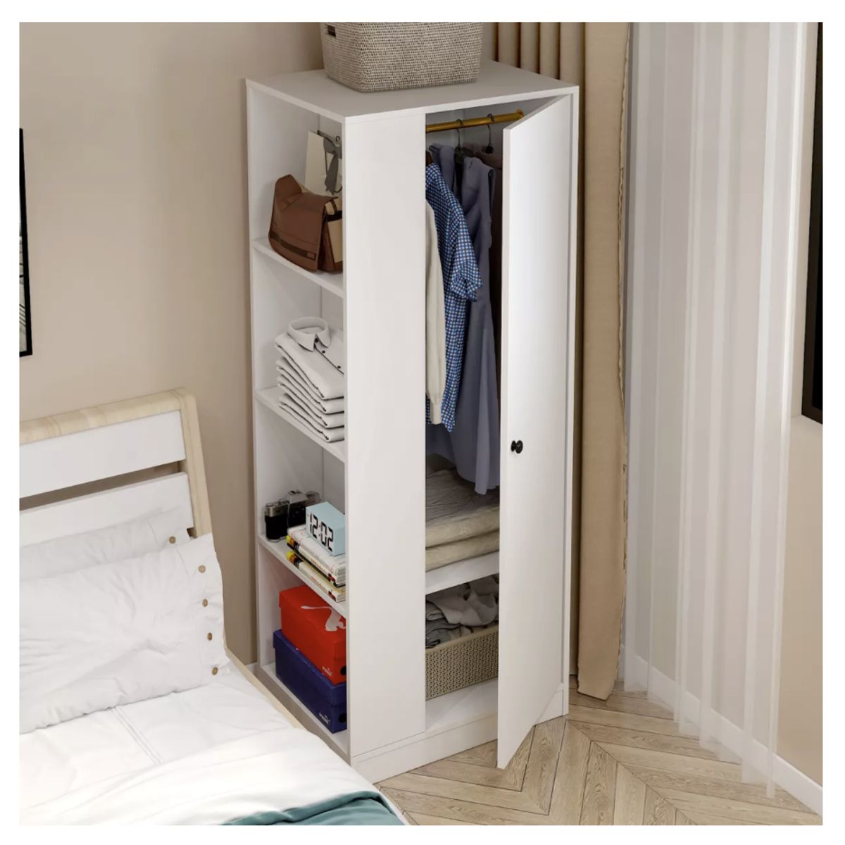 HOMER DESIGN - Closet Esquinero Armario Estante Organizador De Ropa 180cm