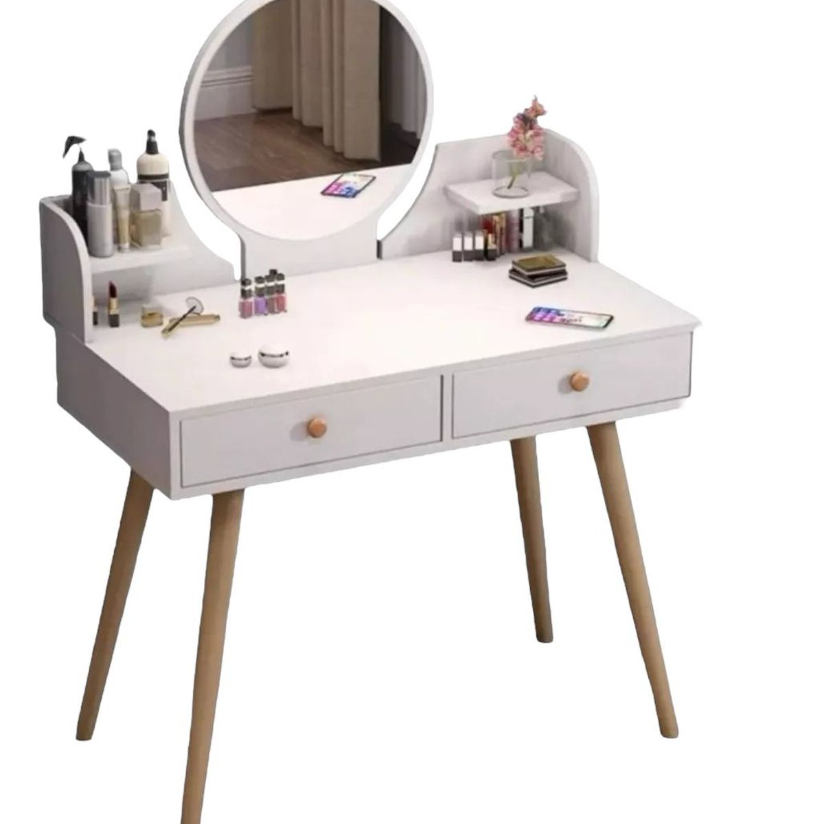 GENERICO - Tocador Madera Con Espejo 60x40x75cm