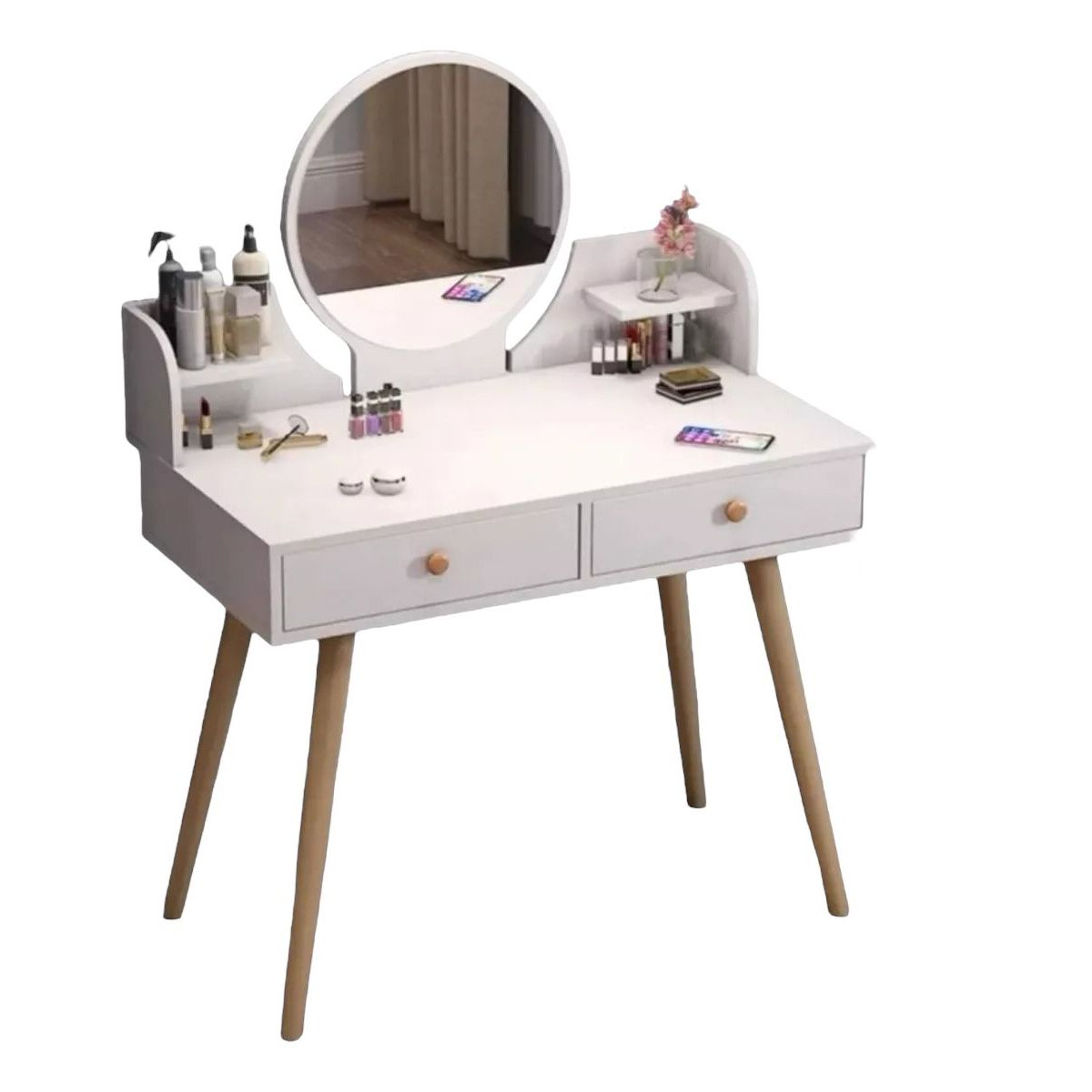 GENERICO - Tocador Madera Con Espejo 60x40x75cm