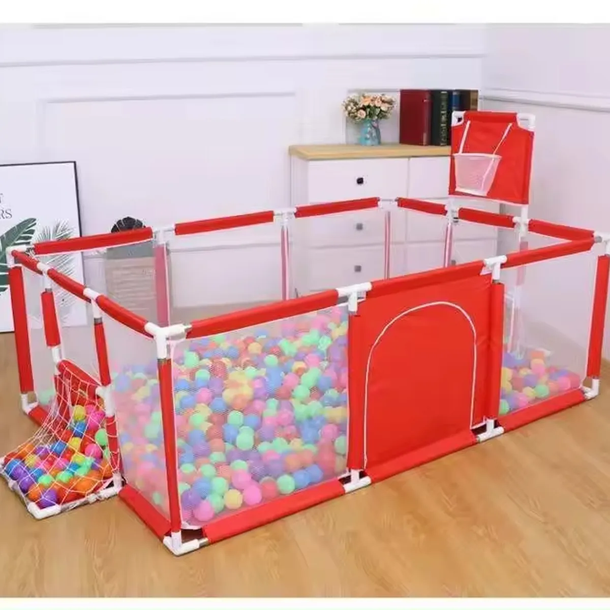 GENERICO - Corral Seguridad Bebes Con Aro De Básquetfutbol 180cm