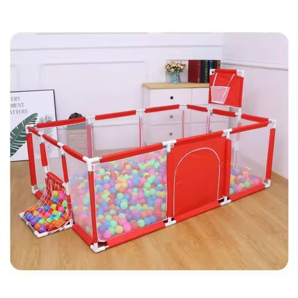 GENERICO - Corral Seguridad Bebes Con Aro De Básquetfutbol 180cm