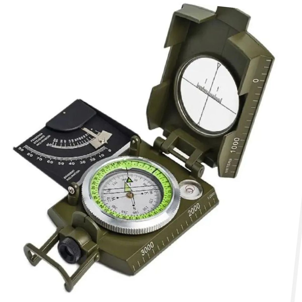 INVENCIBLE - BRÚJULA  MILITAR DE SUPERVIVENCIA INCLINOMETRO FLUOR AA14