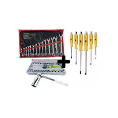 TORO - Set destornillador tipo golpe + Llaves Punta Corona 14 Piezas + Juego Dados 40 Piezas