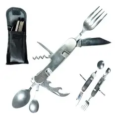 INVENCIBLE - JUEGO CUBIERTO SILVER SERVICIO PLEGABLE 7 EN 1 FUNDA AG71