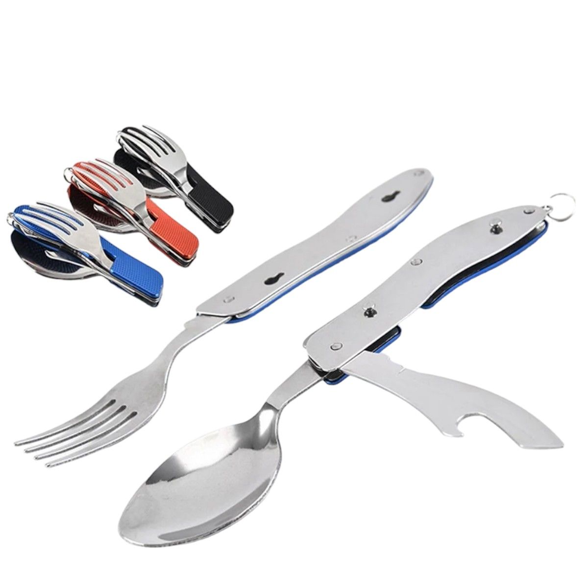 INVENCIBLE - JUEGO CUBIERTO SERVICIO PLEGABLE 4 EN 1 PARA VIAJE  AG72