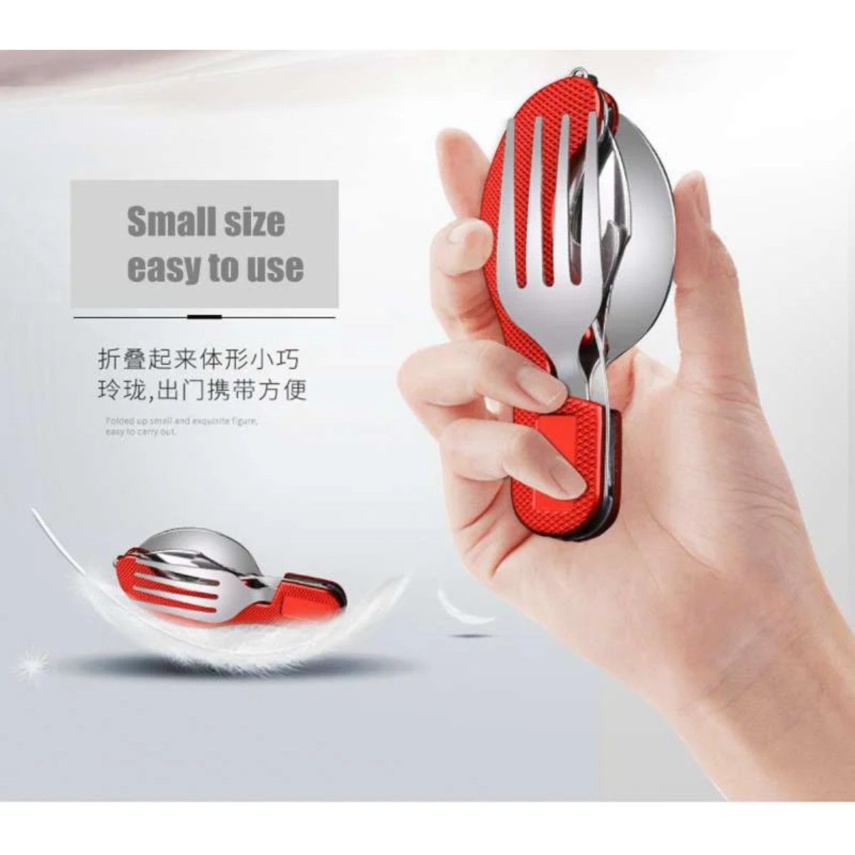 INVENCIBLE - JUEGO CUBIERTO SERVICIO PLEGABLE 4 EN 1 PARA VIAJE  AG72