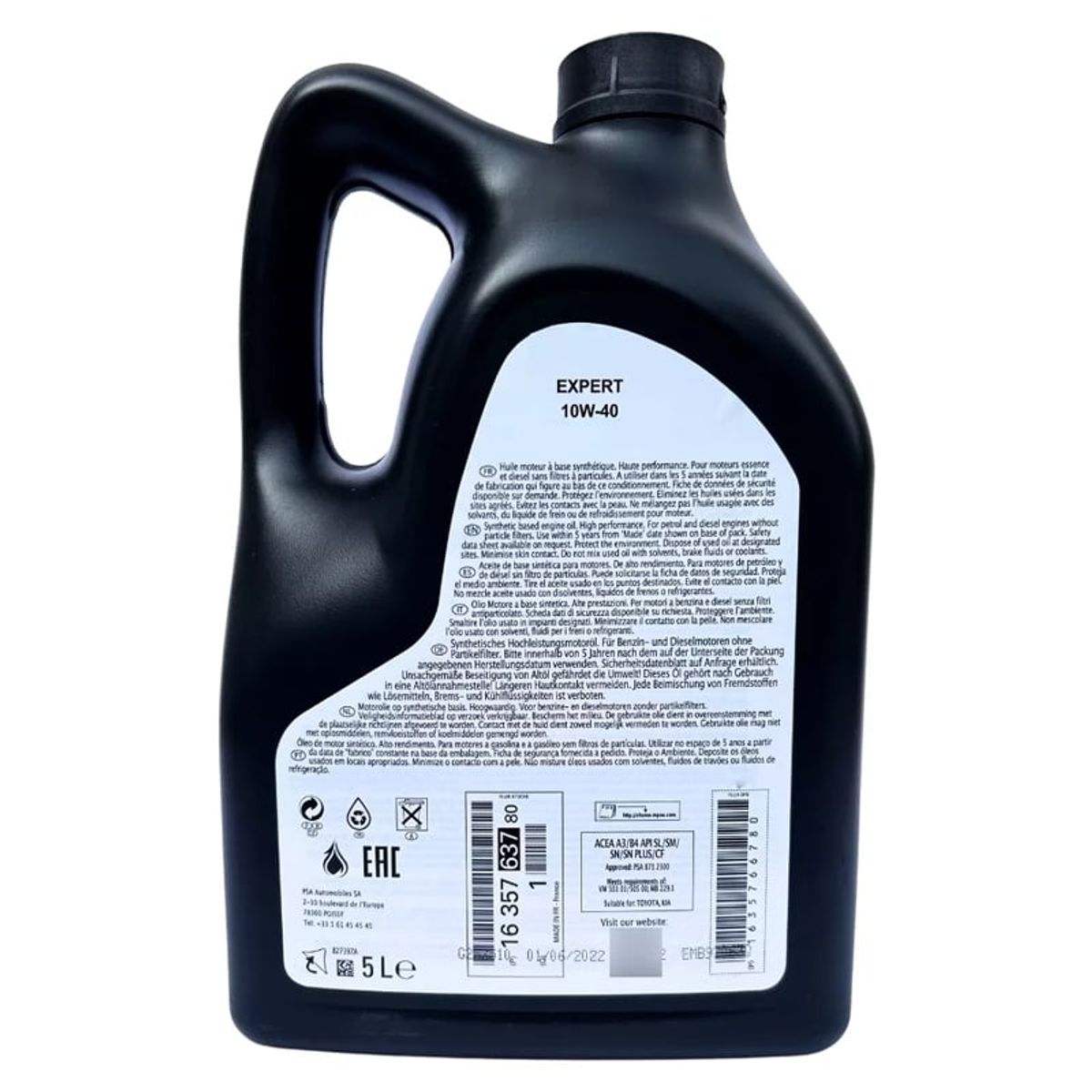 GENERICO - Aceite Para Motor 10W40 Sintetico Expert Eurorepar 5L
