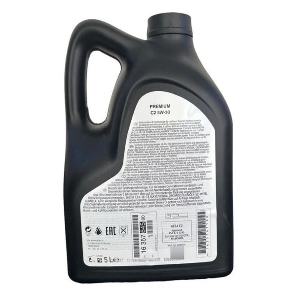 GENERICO - Aceite Eurorepar Premium C2 5W30 5Litros Para Peugeot Hdi