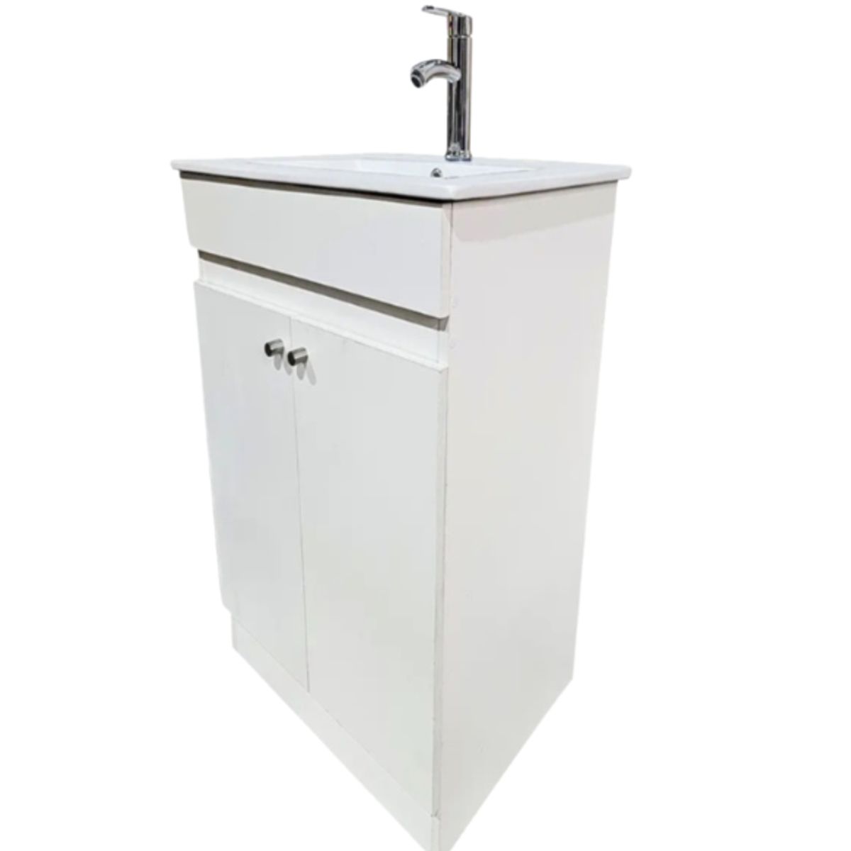 MODERN SPACE - Vanitorio Mdf 50x40 Cm Blanco Con Loza P50 Y Grifería M-s