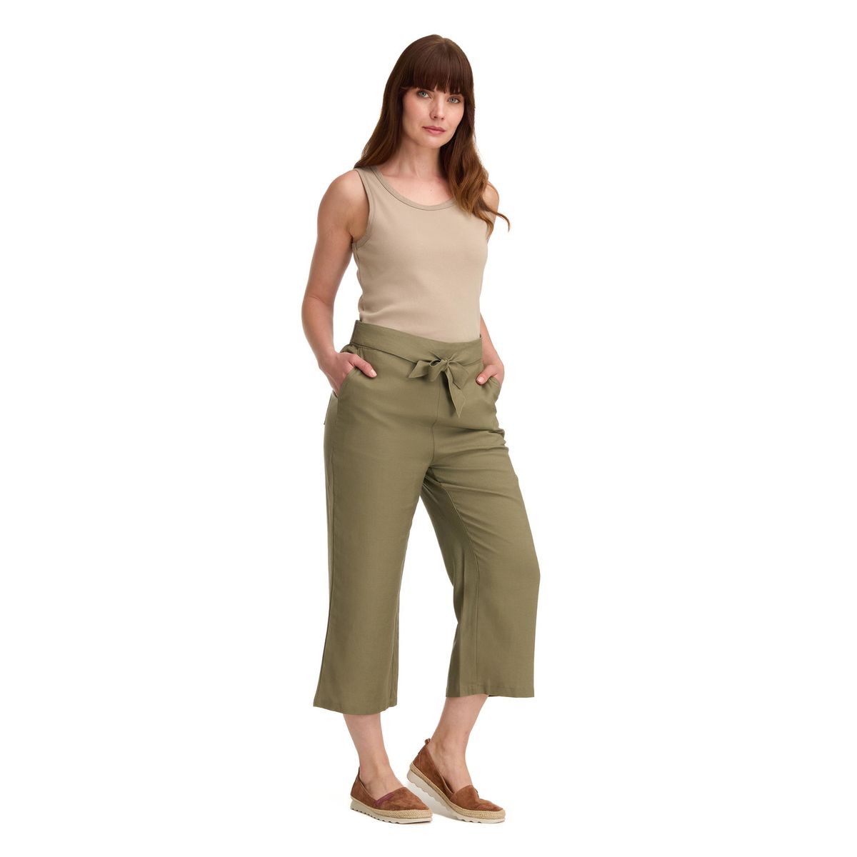 PANAMA JACK - Pantalón Lino Mujer Verde Panama Jack