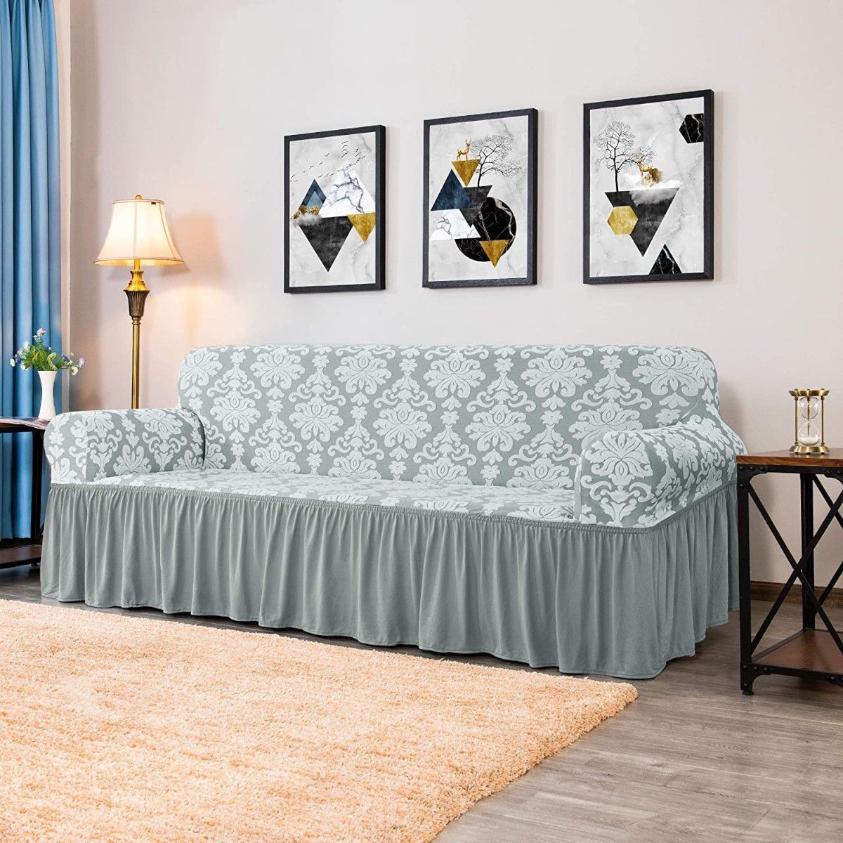 GENERICO - Cubre Sillon Turco Con Diseño 3 Cuerpos Gris