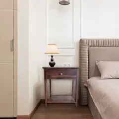 SPACE HOME - Velador Brand un cajon color madera oscuro