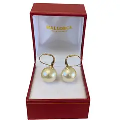 MALLORCA - AROS COLGANTES DE PERLAS 12MM ENCHAPE DE ORO 18K