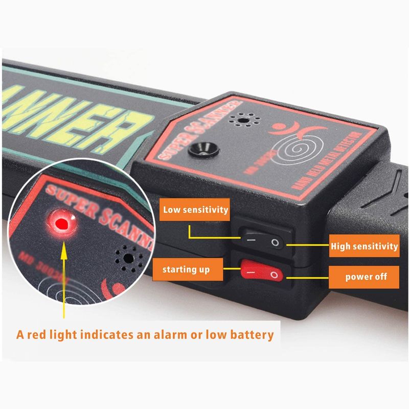GENERICO - PALETA DETECTOR METALES SEGURIDAD SONIDO YO VIBRACION AA20