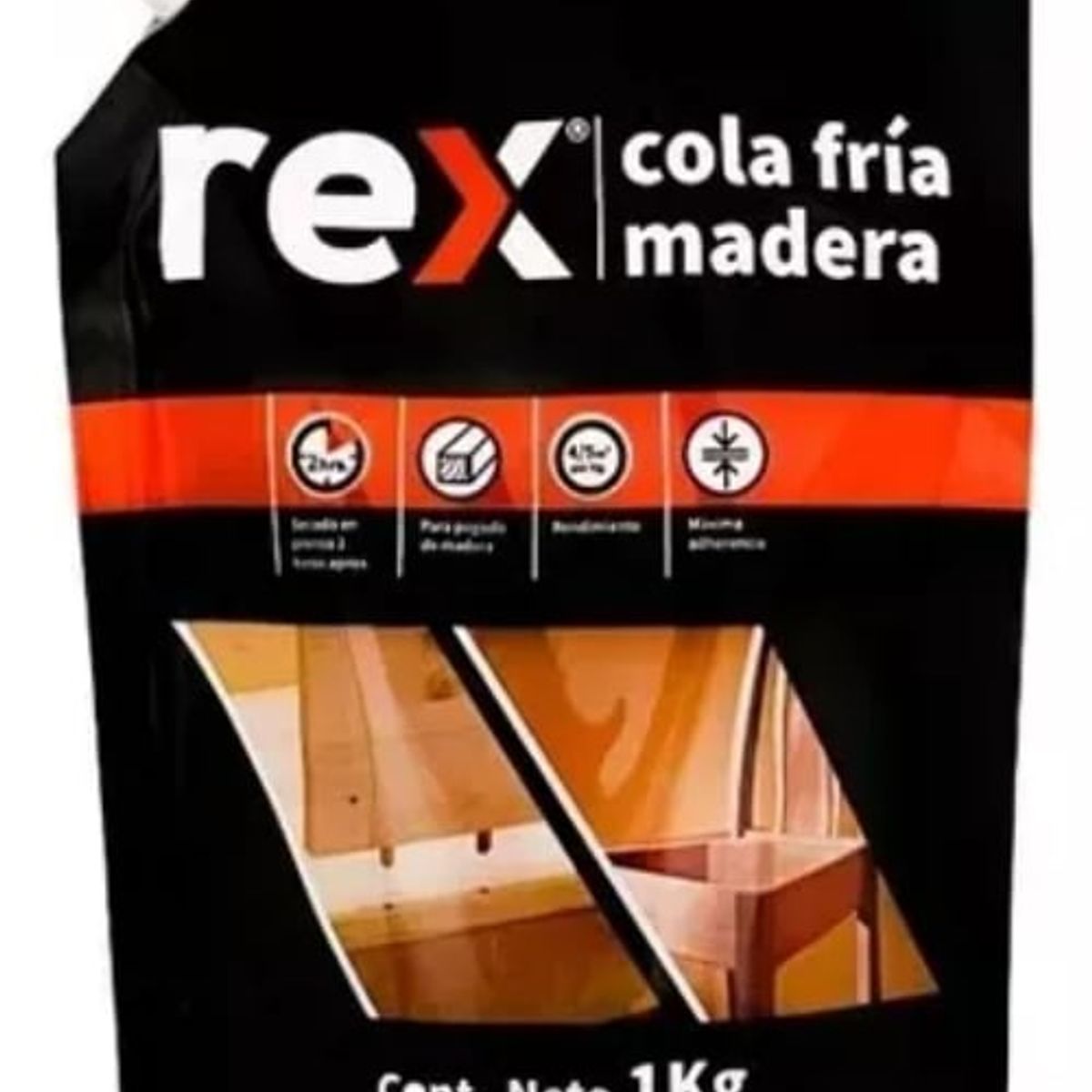 GENERICO - Cola Fría Pega Profesional Para Madera Marca Rex 1kg.