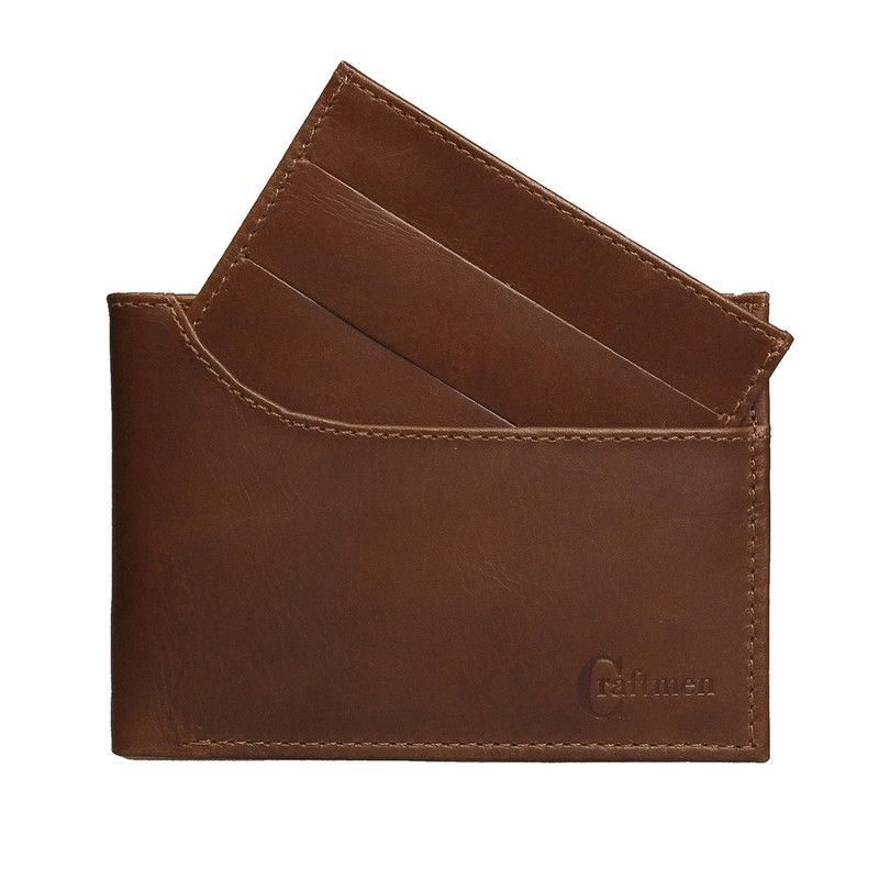 CRAFTMEN - Billetera de Hombre y tarjetero color café Craftmen 100% cuero natural