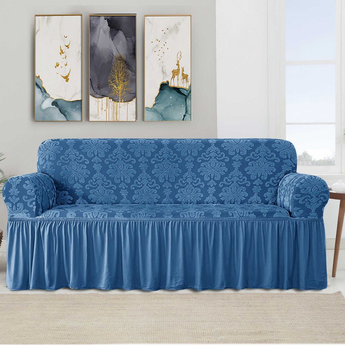 ANGELES DEL HOGAR - Cubre Sillon Turco Con Diseño 3 Cuerpos Azul