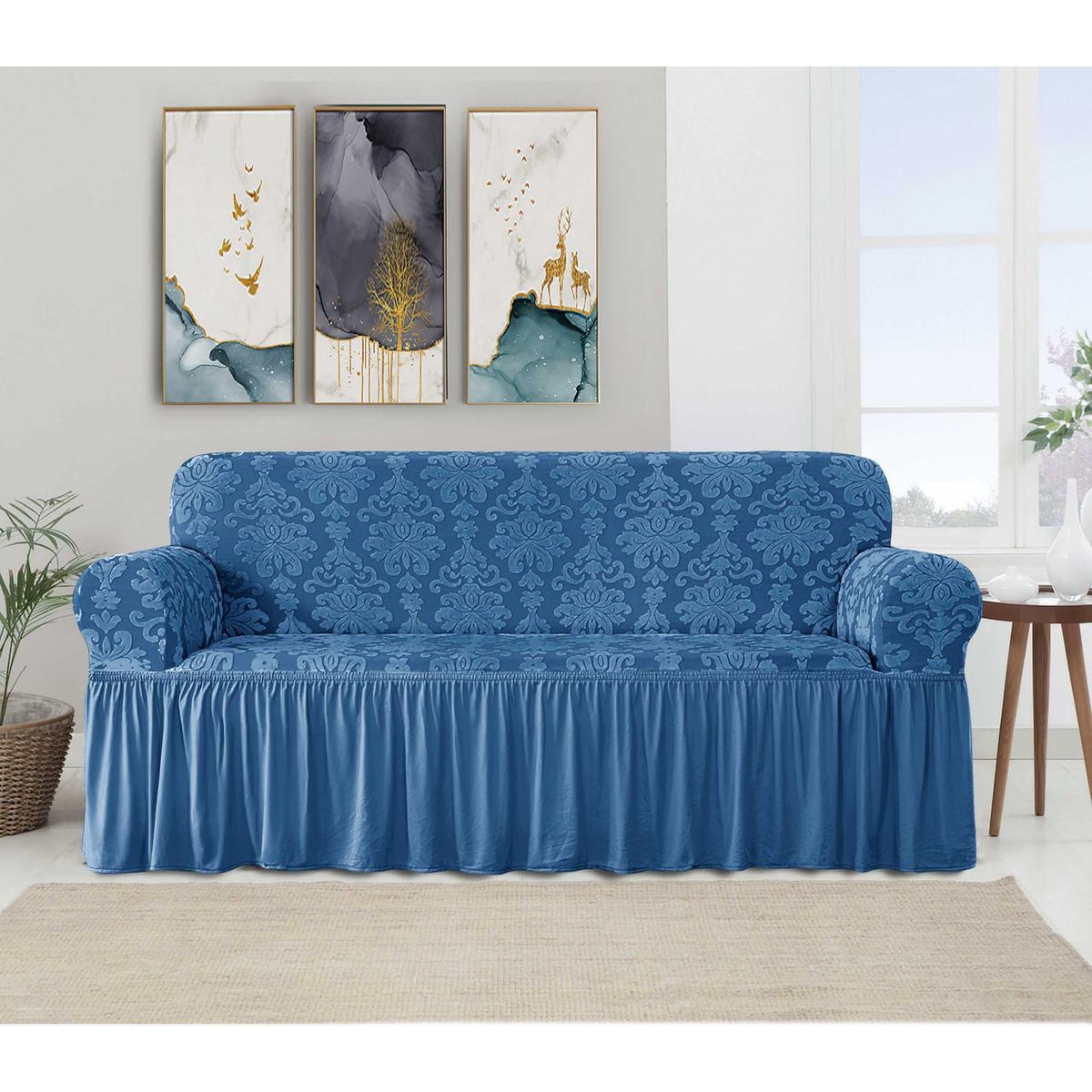 ANGELES DEL HOGAR - Cubre Sillon Turco Con Diseño 3 Cuerpos Azul