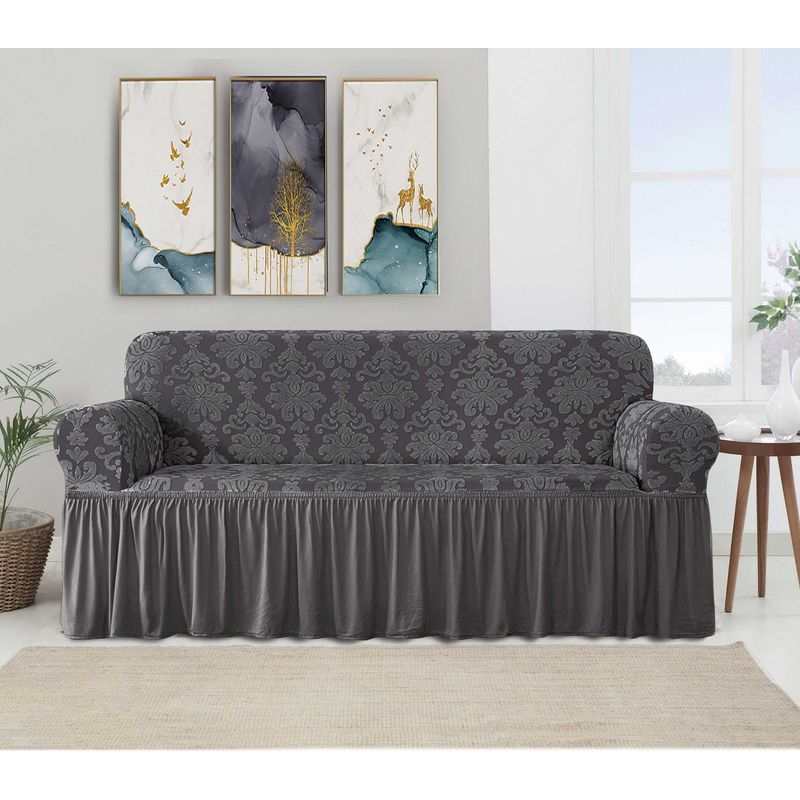 ANGELES DEL HOGAR - Cubre Sillon Turco Con Diseño 3 Cuerpos Gris