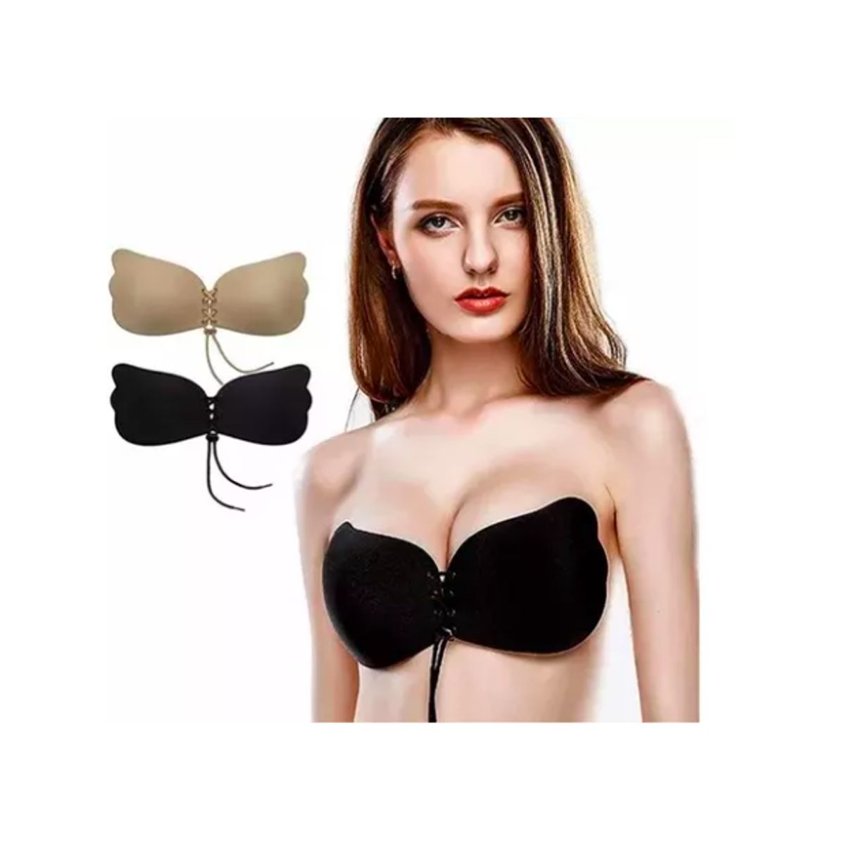 IDEAL FEMIDOM - Pack 2 Sostén Adhesivo Invisible Estilo Mariposa Strapless