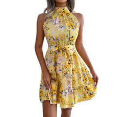 BLWOENS - Vestido casual de verano para mujeres - Amarillo